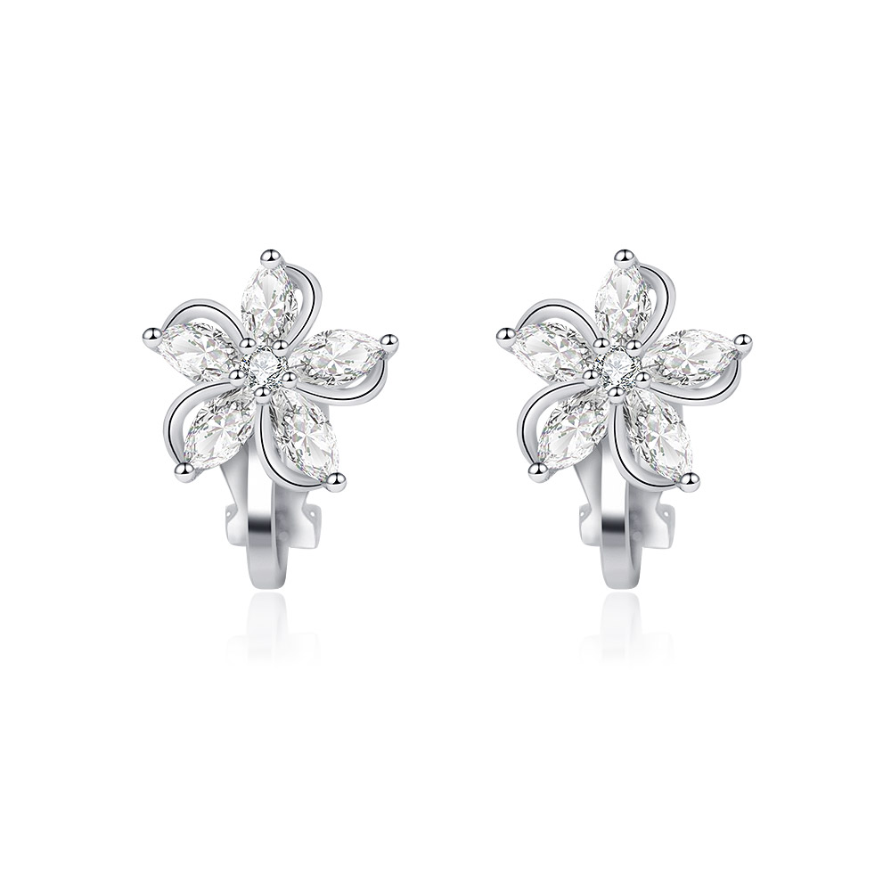 5 Petals Flower Clip Earrings